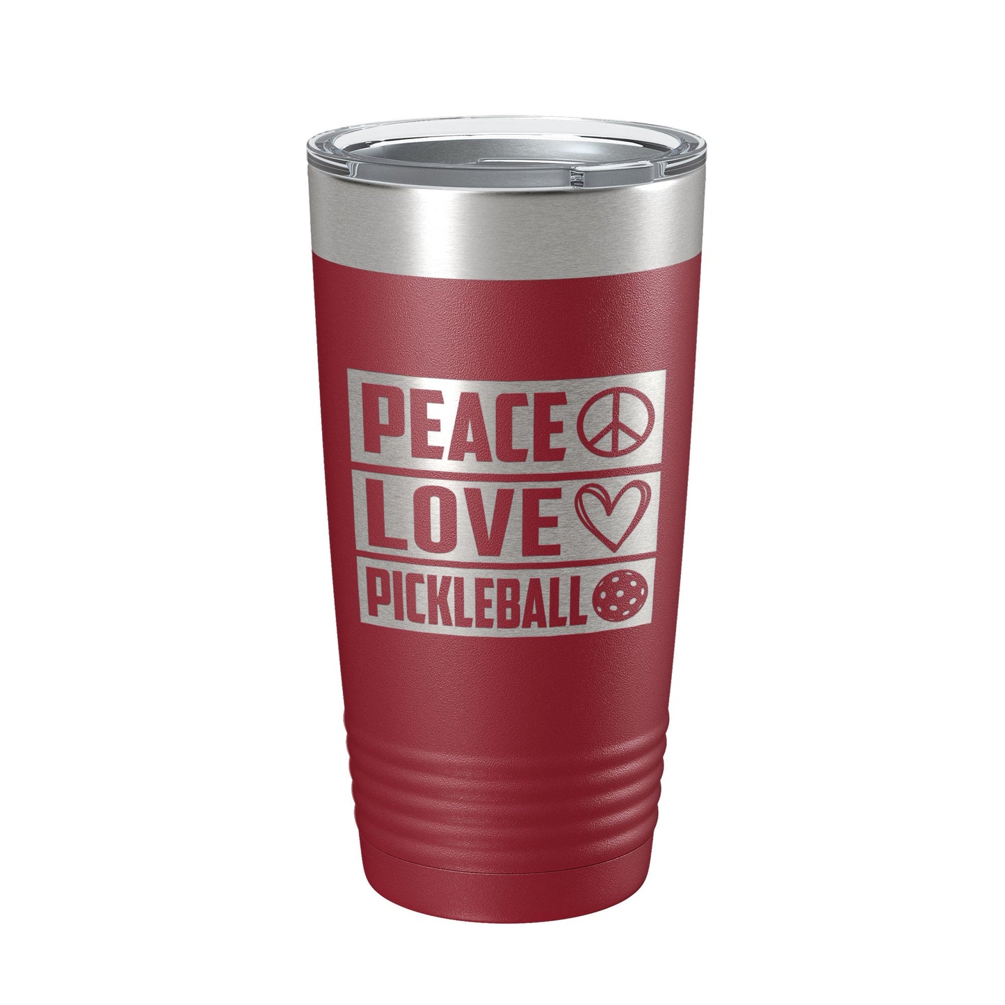 Peace Love Pickleball Tumbler Travel Mug Insulated Laser Engraved Coffee Cup Pickle Ball Gift 20 oz-18