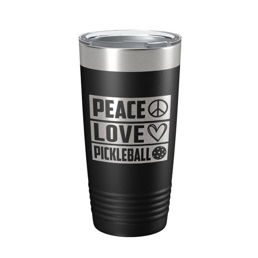Peace Love Pickleball Tumbler Travel Mug Insulated Laser Engraved Coffee Cup Pickle Ball Gift 20 oz-0
