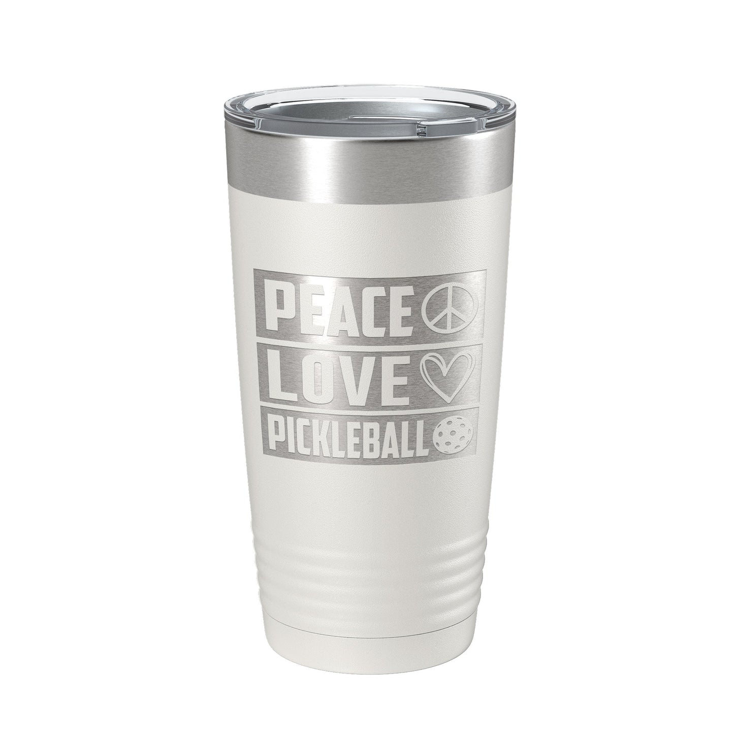Peace Love Pickleball Tumbler Travel Mug Insulated Laser Engraved Coffee Cup Pickle Ball Gift 20 oz-1